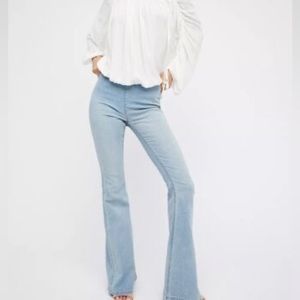 Free People Penny Pull-On Glass Blue Flare Jeans